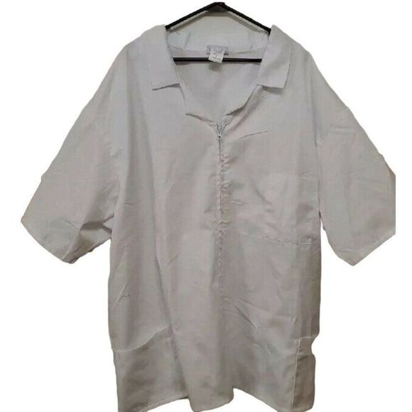 AMS White Scrub Top Zipper Closure 5X - Picture 1 of 2